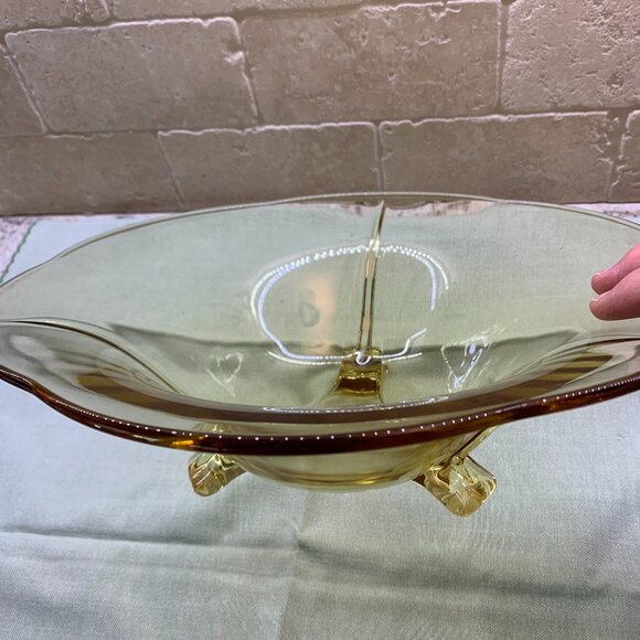 Vintage Fostoria 2394 Yellow 3 Footed Bowl - 11 5/8" Depression Glass - Picture 2 of 7